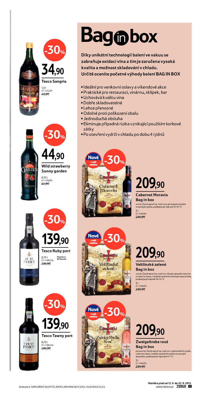 Stránka č. 15 - Akční leták Tesco Hypermarket / Katalog vín