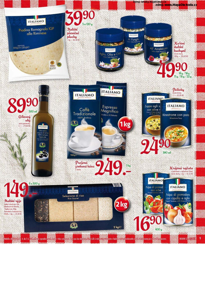 Stránka č. 9 - Akční leták Lidl Italský týden